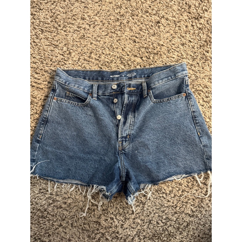 Old Navy Sky-Hi A-Line High Rise Button Fly Denim Jean Shorts Blue Womens‎ 12 - Picture 4 of 4